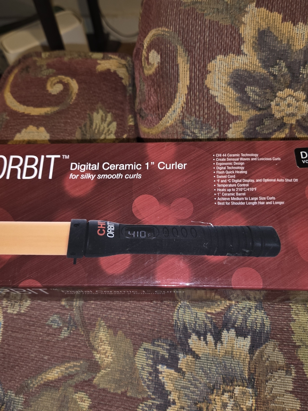 CHI Orbit Digital Ceramic 1" Curler in Black and Orange